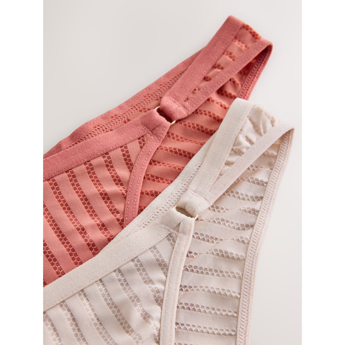 Culotte rayée en microfibre, lot de 2 corail/ecru, NEXT