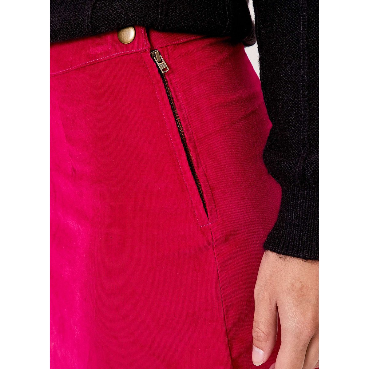 Jupe courte velours côtelé LINETTE rouge framboise, PRINCESSE NOMADE
