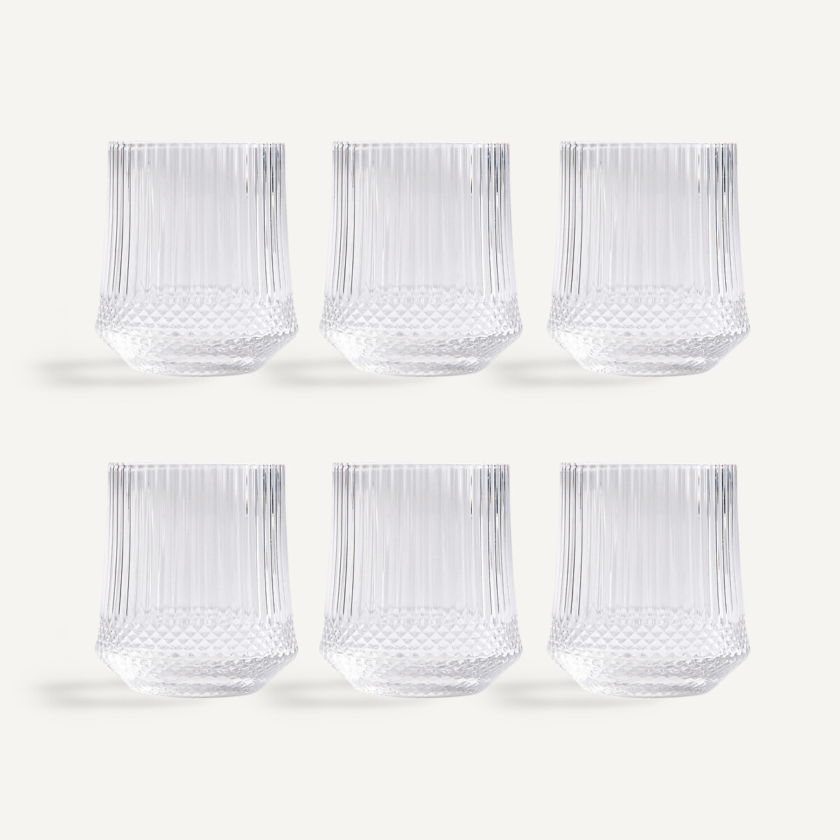 Lot de 6 verres à eau, en verre ciselé, ALUR transparent, AM.PM