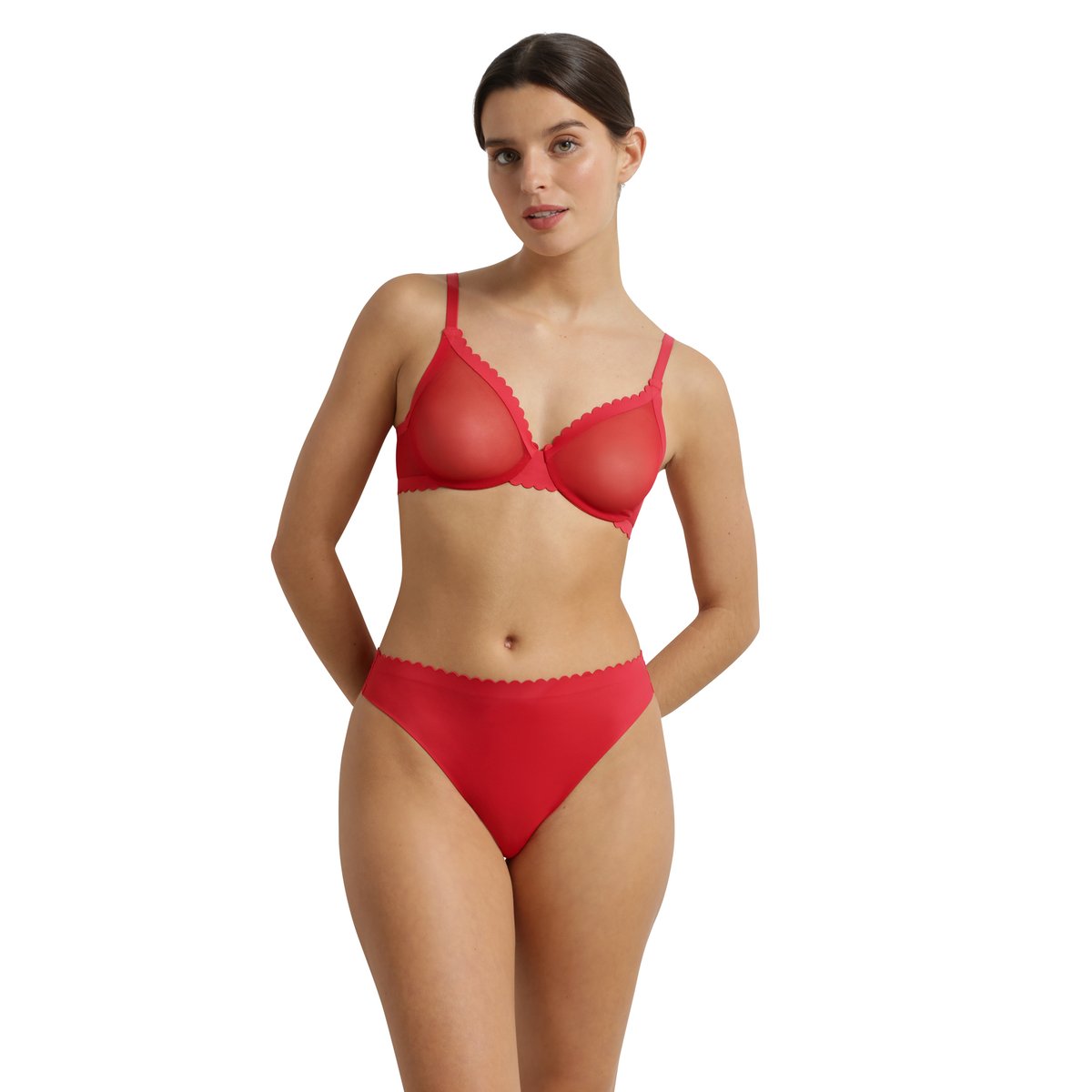 Soutien-gorge emboitant en tulle Body Touch rouge, DIM