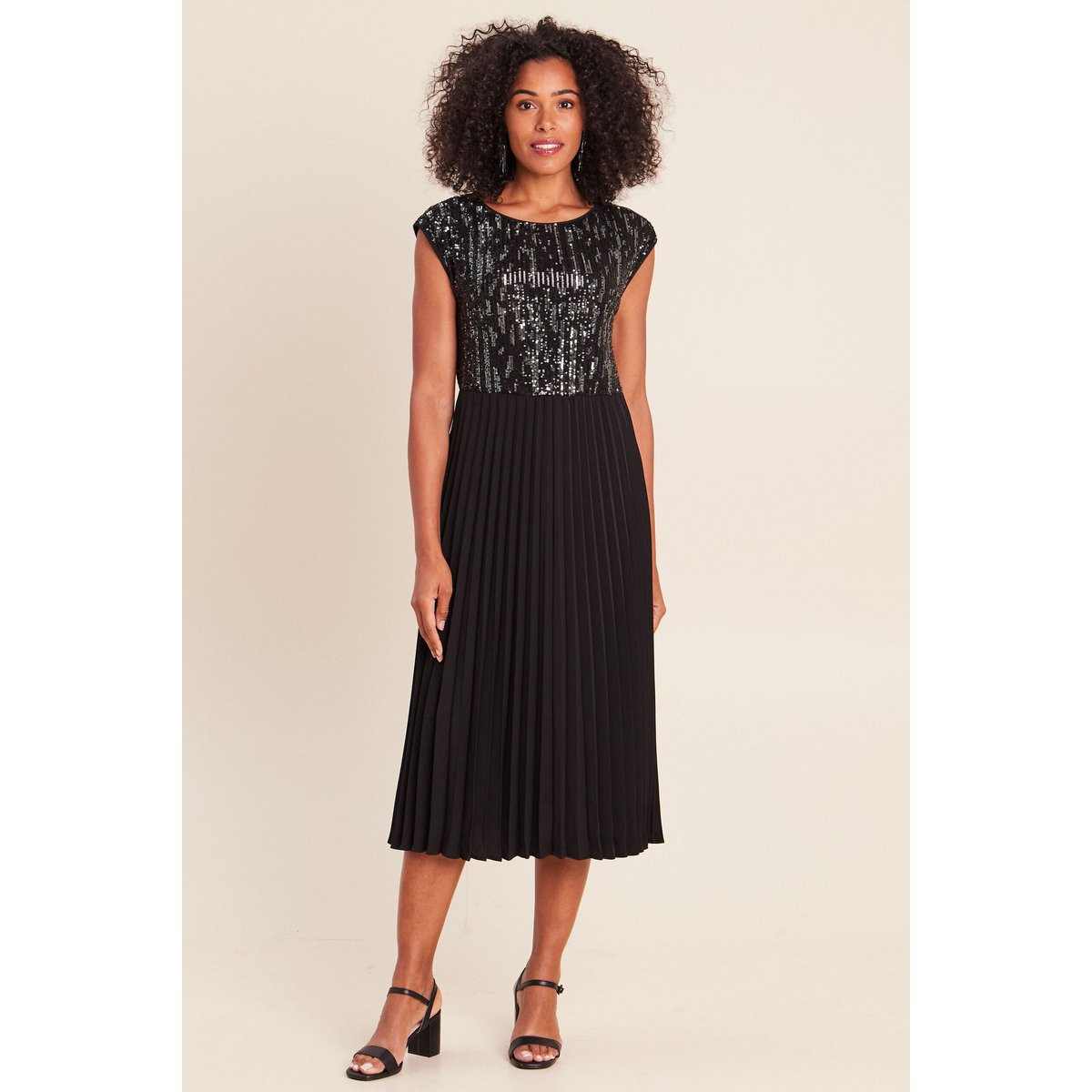 Robe midi évasée gris foncé, BREAL