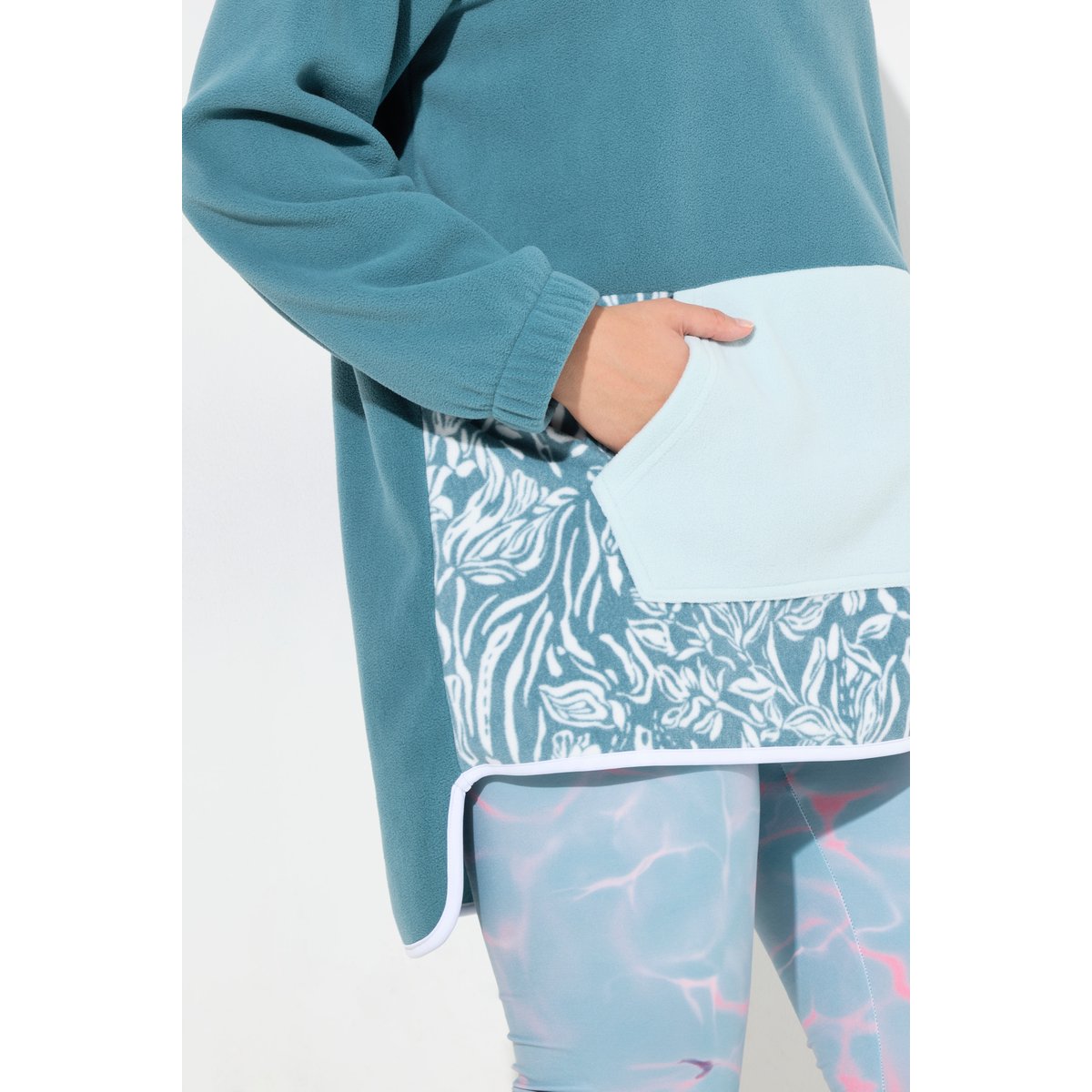 Sweat-shirt en polaire, manches longues vert glacier, ULLA POPKEN