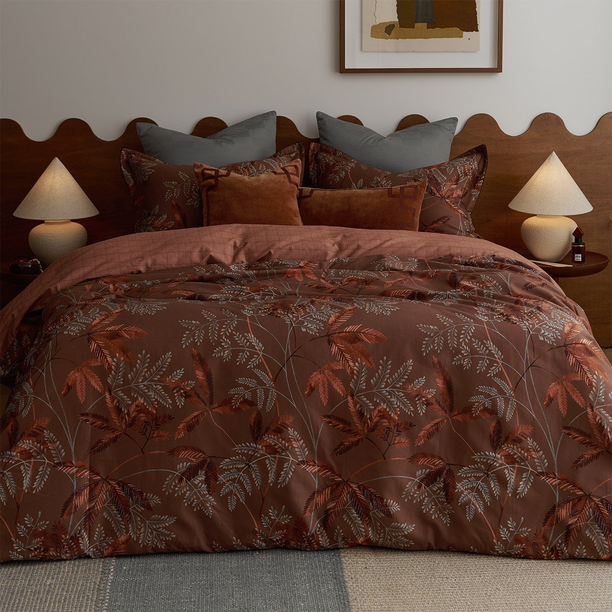 Drap plat en satin de coton marron, MEAULNES a motif, DESFORGES