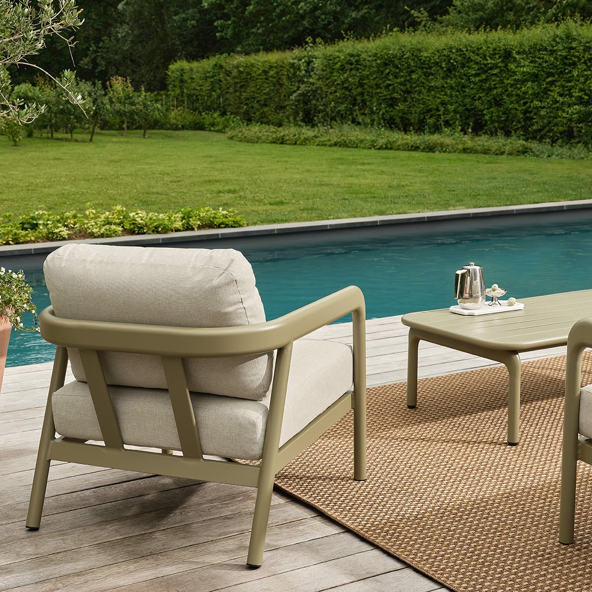 Salon de jardin bas 5 places en aluminium ORYO beige_chine, BERAH GETAH