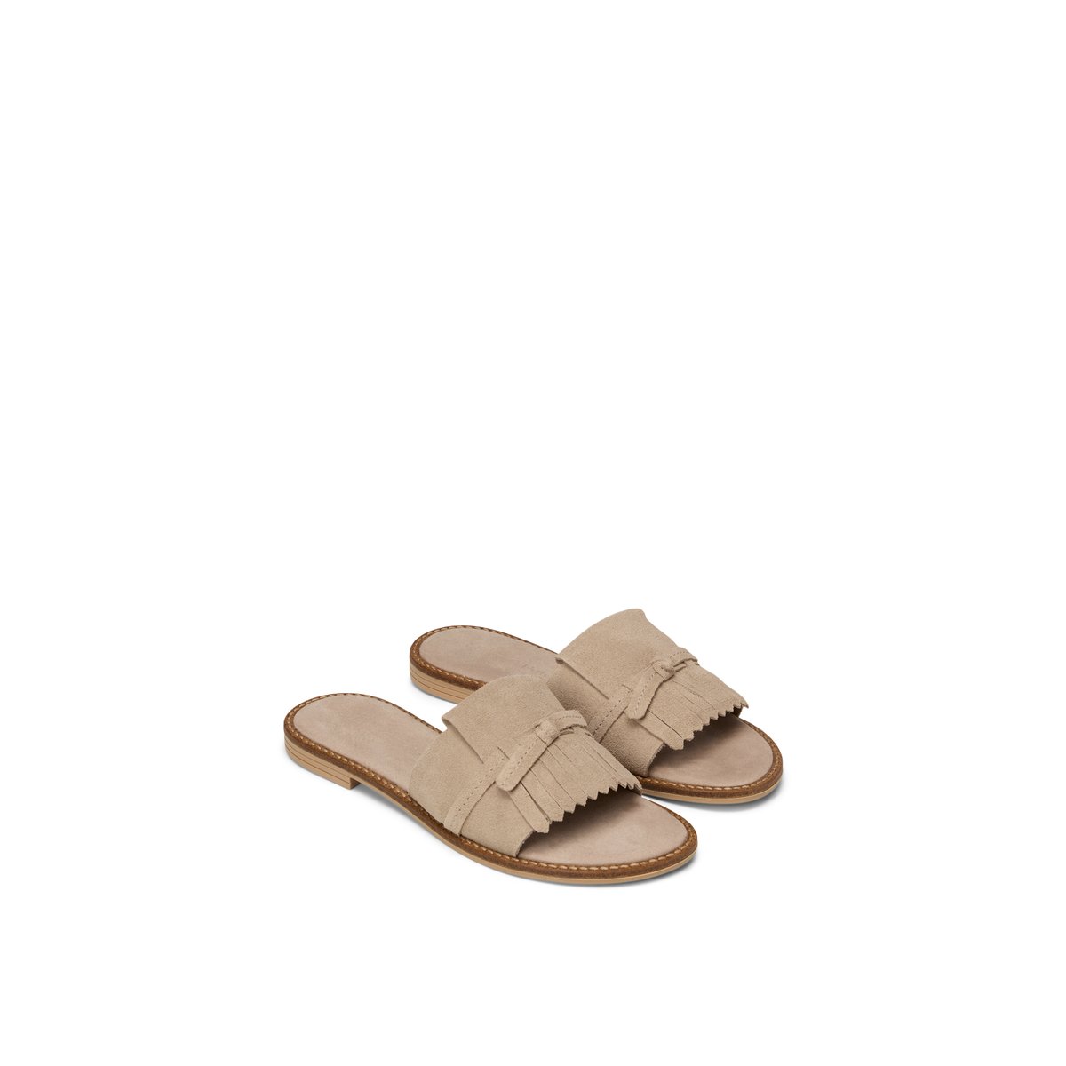 Mule modèle Babette en cuir velours doux marron clair, MARC O'POLO