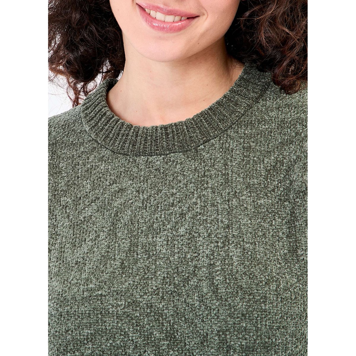 Pull maille duveteuse FALLON vert kaki, LA FIANCÉE