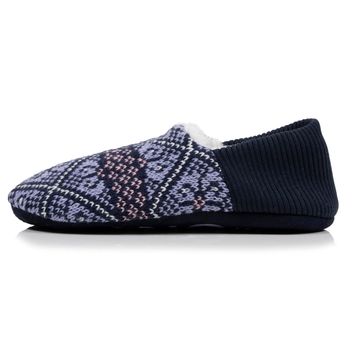 Chaussettes d'intérieur maille jacquard, picots antidérapants bleu, ISOTONER