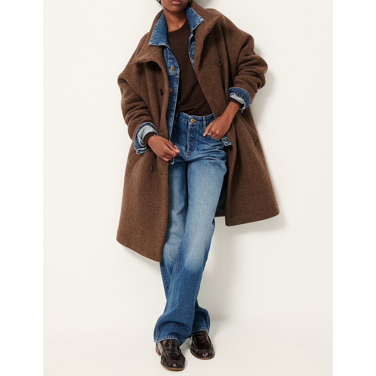 Floral Blvd Mid-Length Coat in Wool Blend brown, SESSUN