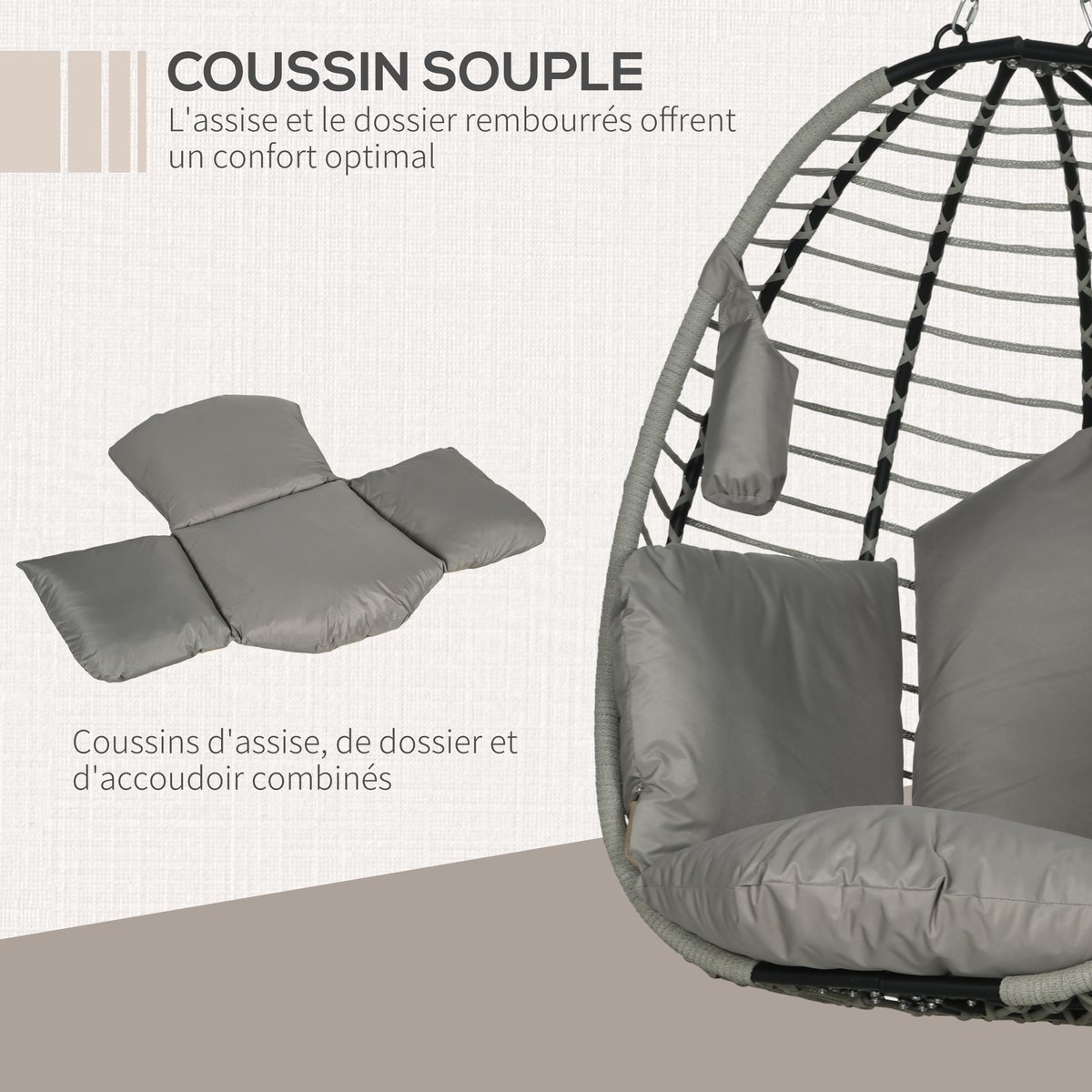 Fauteuil à bascule Acier Gris gris, OUTSUNNY