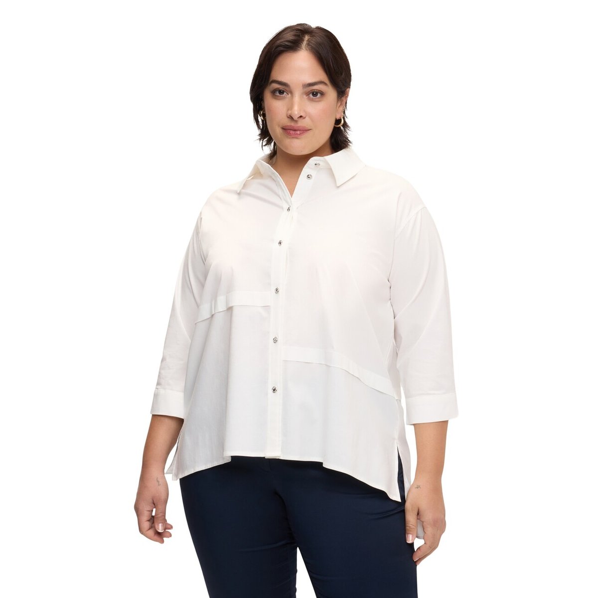 Chemise à ourlet asymétrique blanc, FIORELLA RUBINO