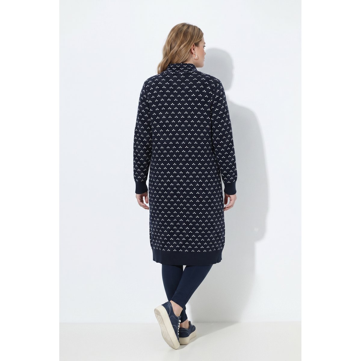 Robe en maille, motif graphique marine, ULLA POPKEN