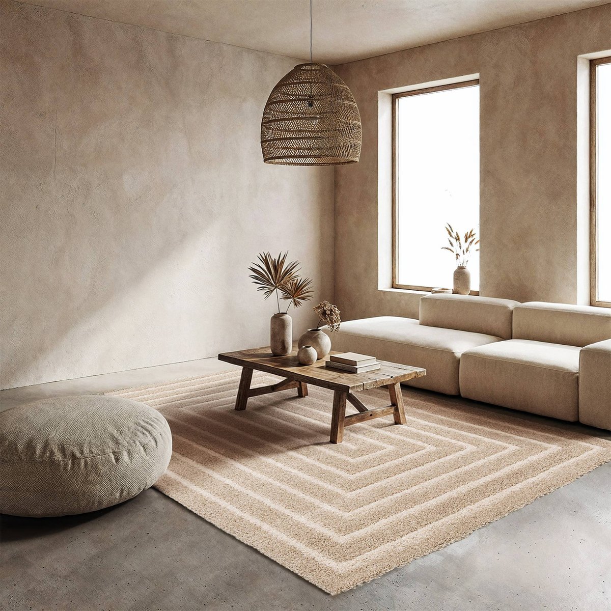 Tapis intérieur rectangulaire contemporain SILO beige / crème, SWEEEK