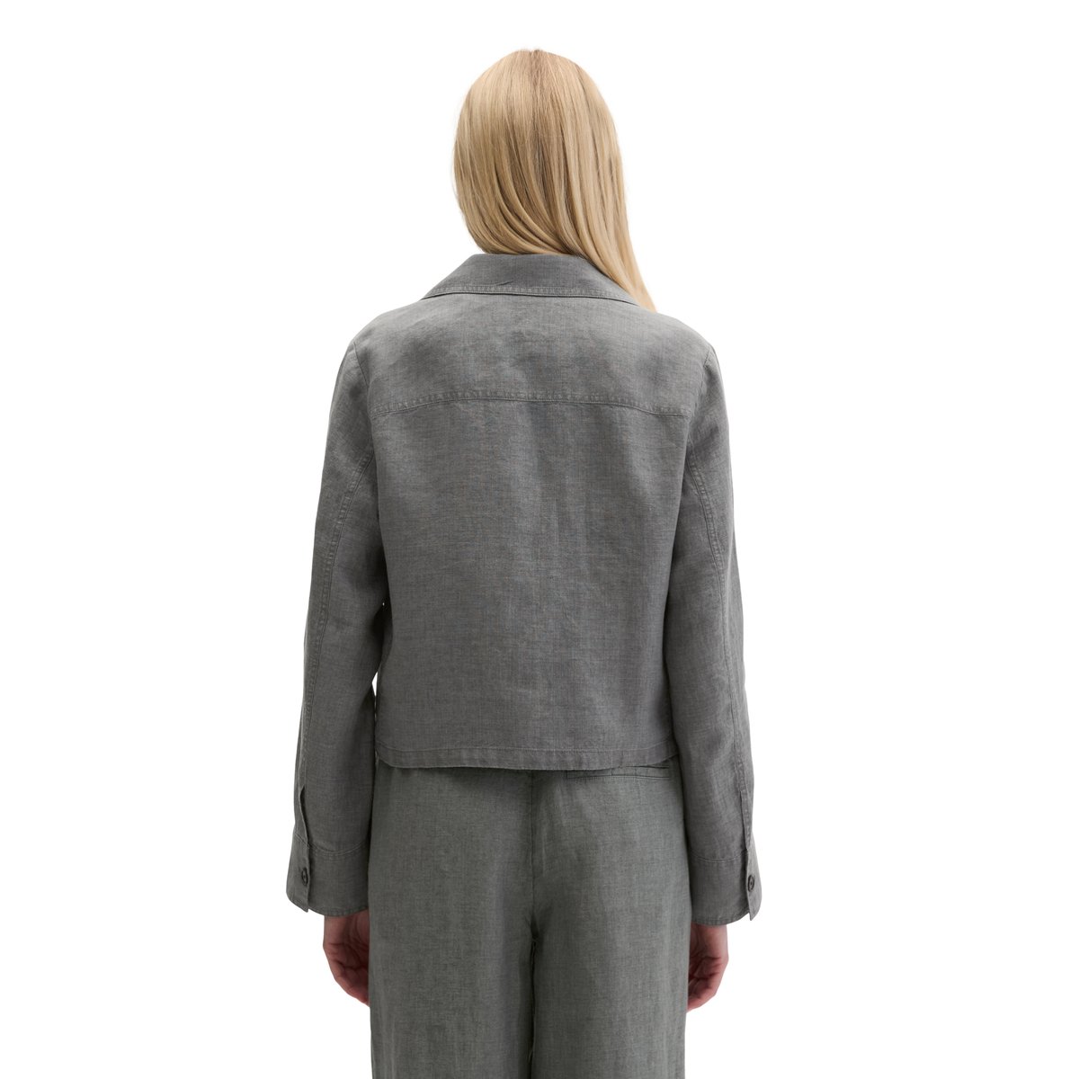 Veste en lin relaxed avec poches plaquées gris, MARC O'POLO
