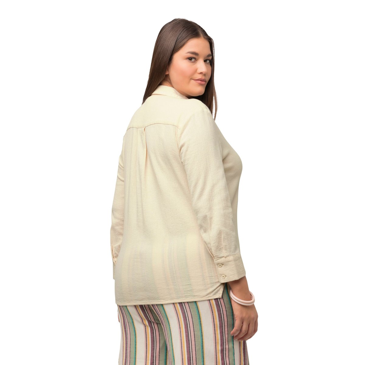 Chemisier en coton bio texturé. Col chemise pop corn, ULLA POPKEN