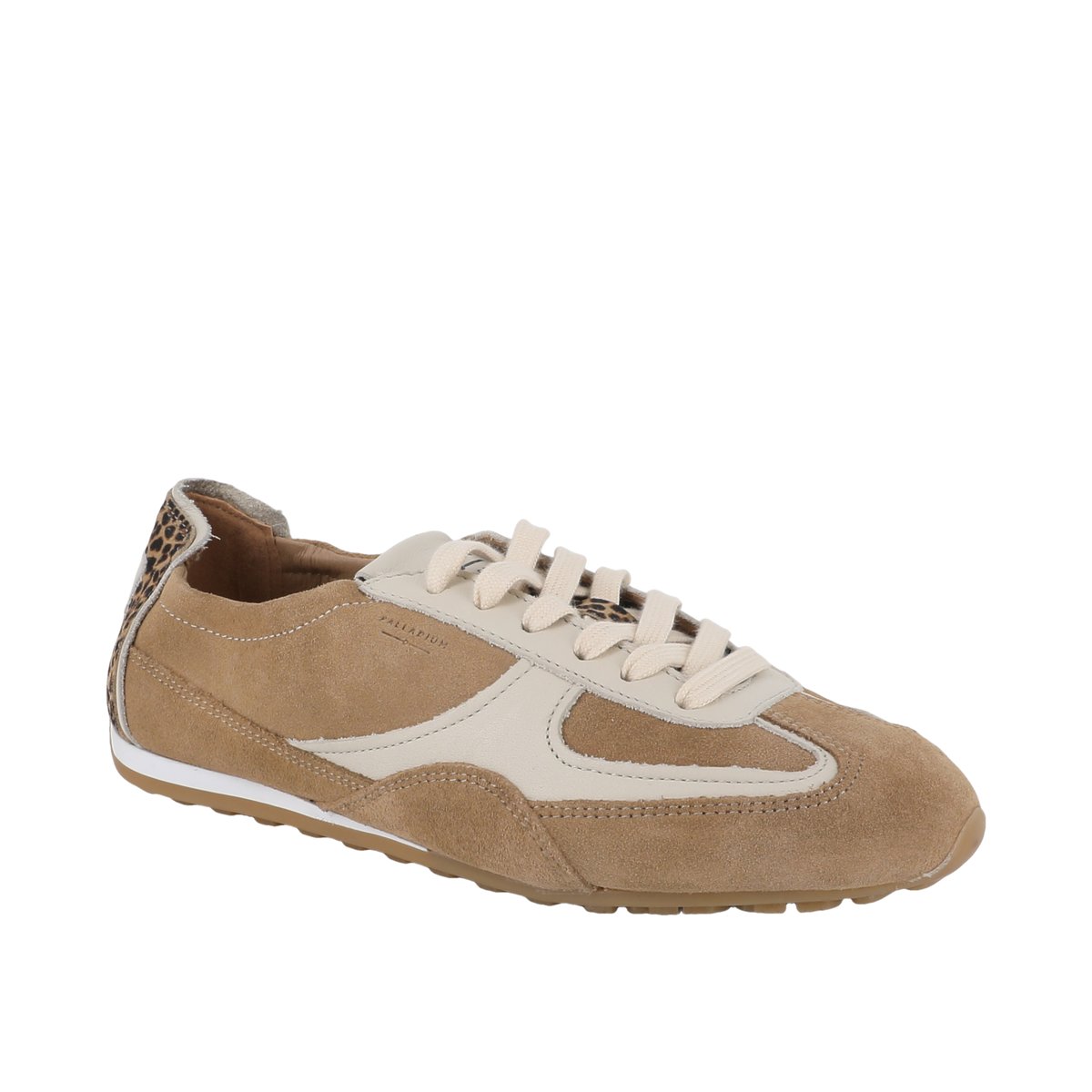 Baskets basses en cuir FEATHER LEO marron-sand, PALLADIUM