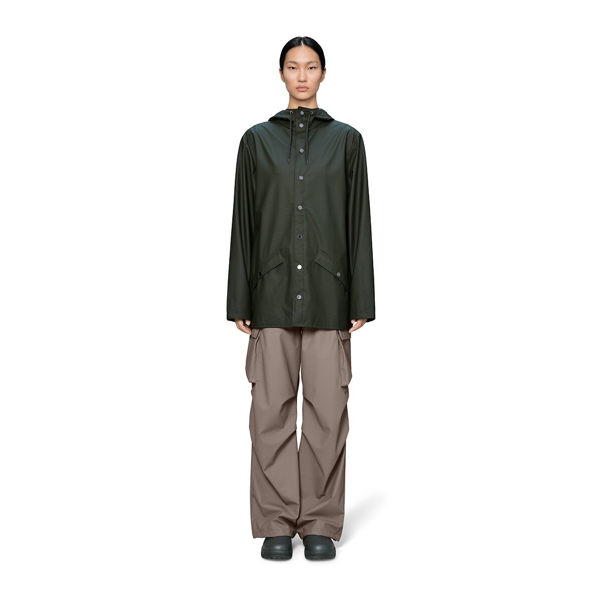 Veste imperméable à capuche, unisexe, JACKET vert canard, RAINS