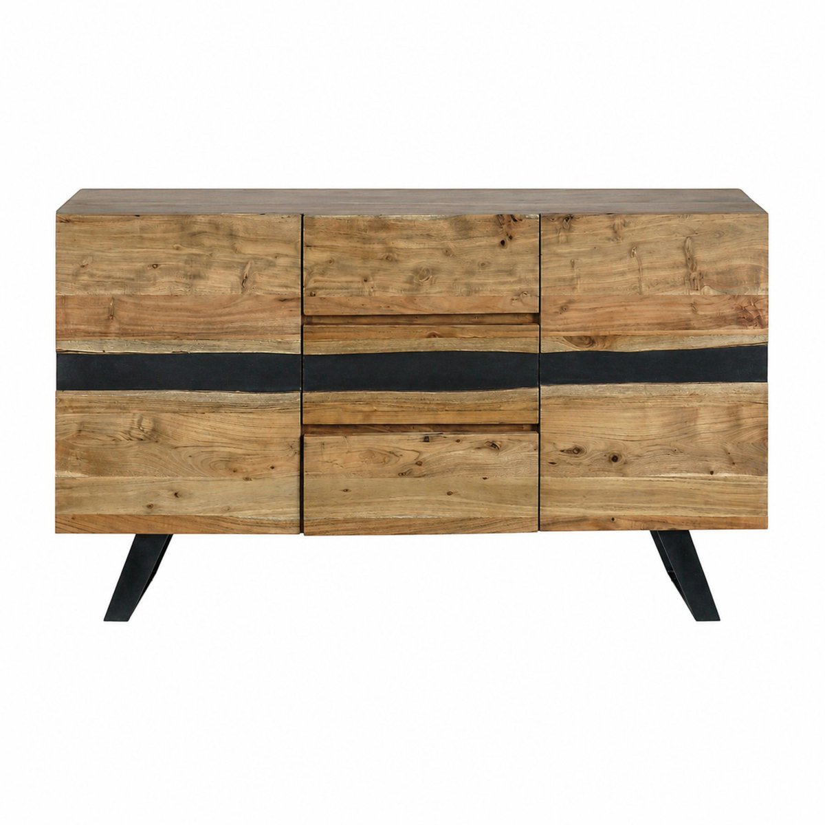 Buffet en bois d'acacia 2 portes 3 tiroirs CANYON bois naturel, PIER IMPORT