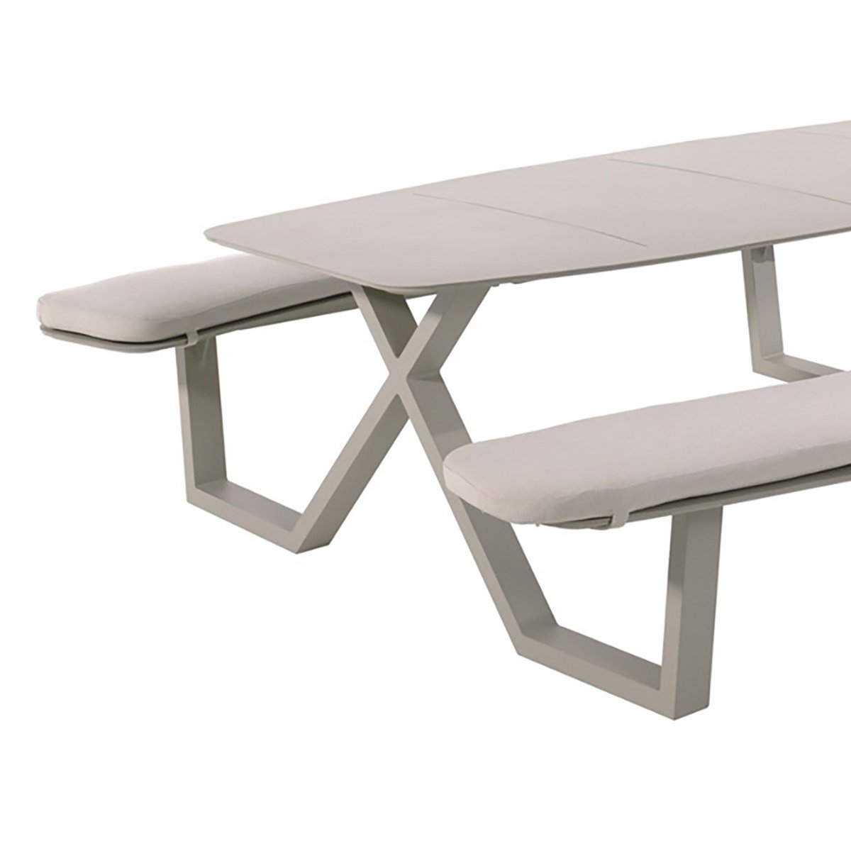 Table de pique-nique en aluminium avec coussins, CORFU gris, GESCOVA