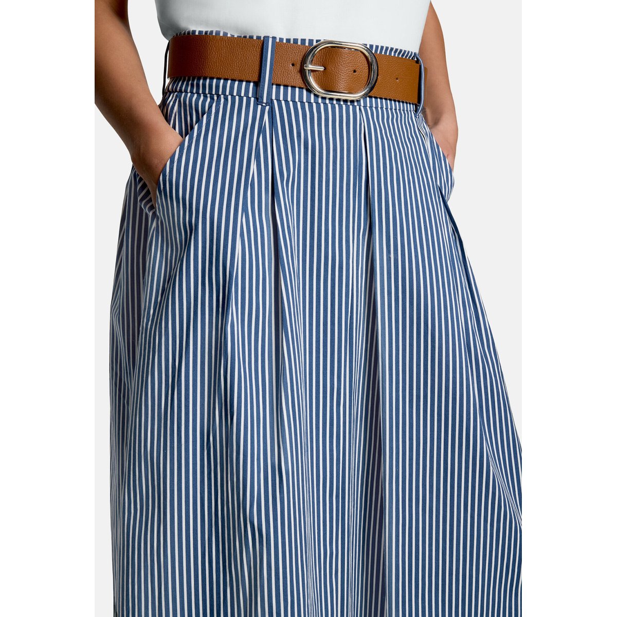 Jupe en coton à ceinture dark blue/white, ZERO