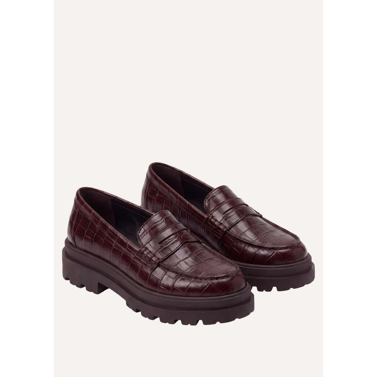 Mocassins en cuir effet croco chocolat, LA FEE MARABOUTEE