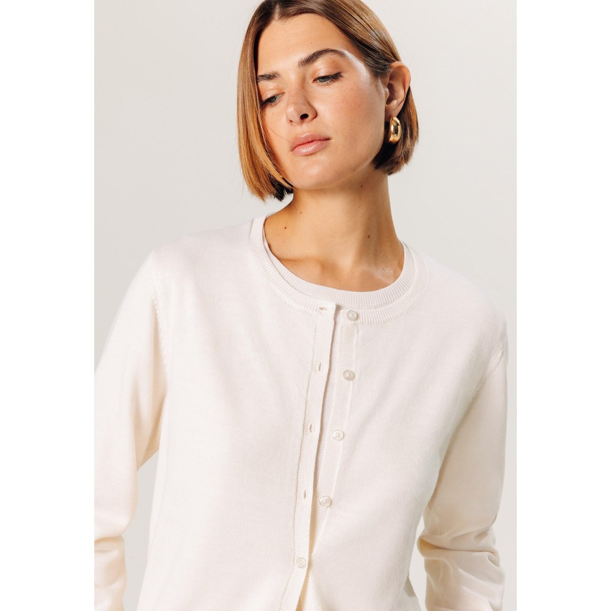 Cardigan en laine mérinos blanc, RODIER