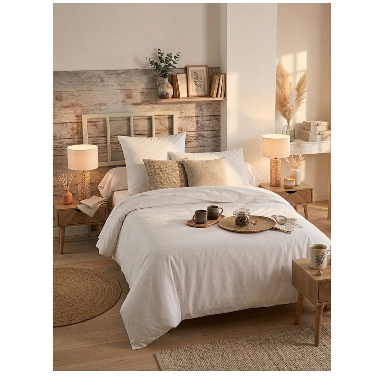 Drap housse percale en coton Nuage blanc, EDEN