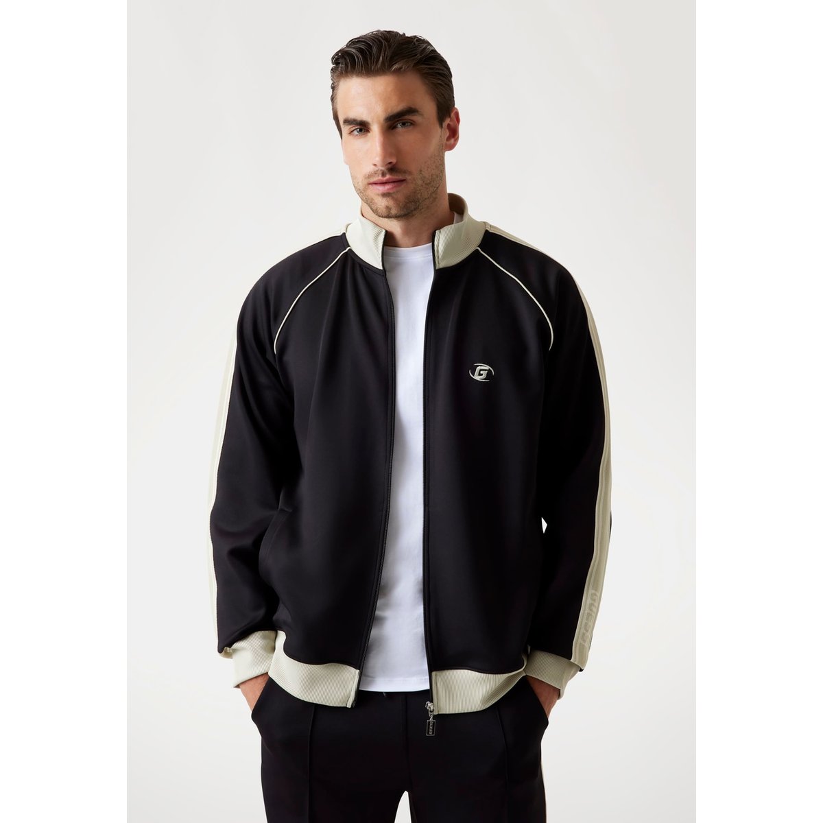 Sweat-Shirt Zippé Néoprène noir, GUESS