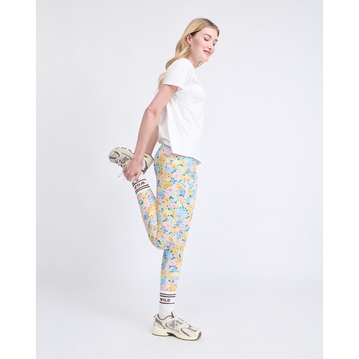 Legging en coton bio imprimé fleuri multicolore, EMOI EMOI