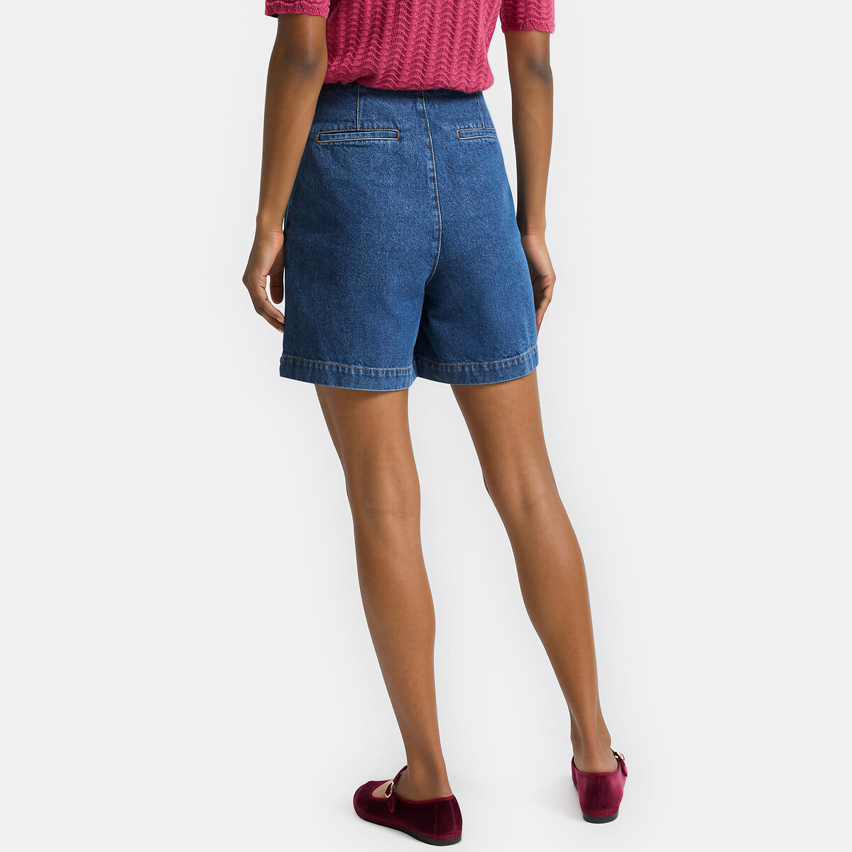 Jupe-short en denim bleu stone, LA REDOUTE COLLECTIONS