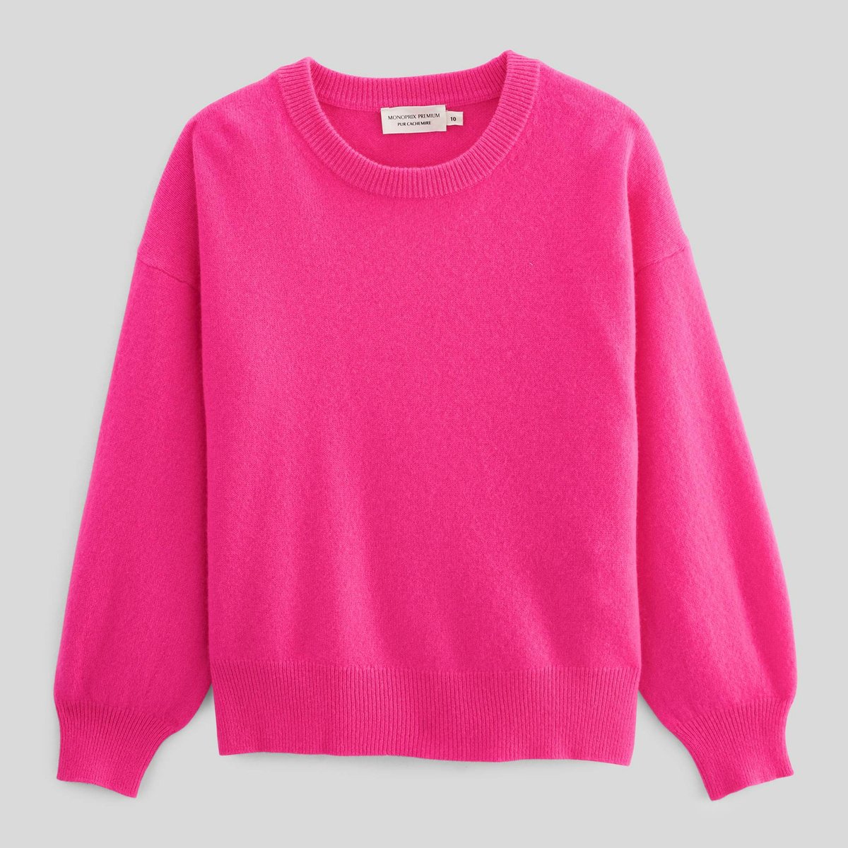 Pull uni en cachemire fluo rose, MONOPRIX