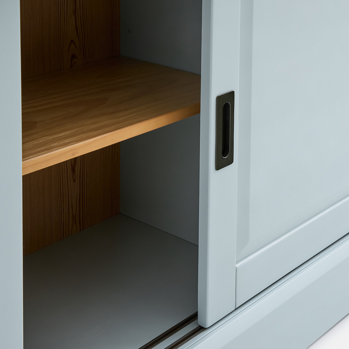 Geschirrschrank POIRET, 6 Türen, aus massiver Kiefer und MDF grautürkis, LA REDOUTE INTERIEURS