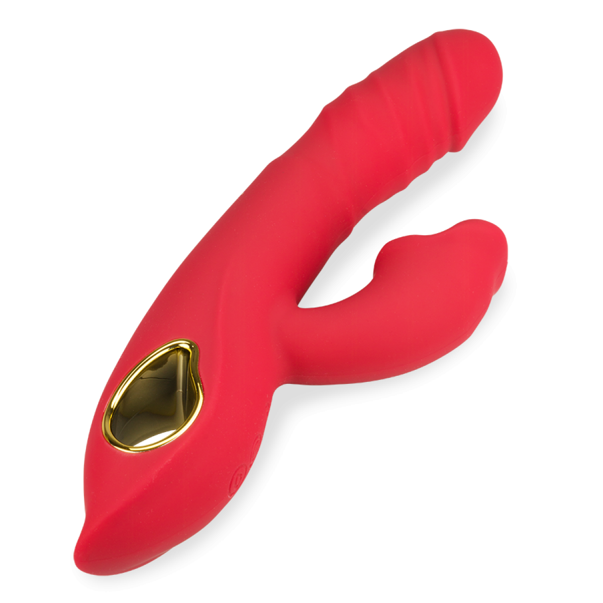 Vibromasseur puissant rabbit va-et-vient et langue Pleasure Rush rouge, LOVE AND VIBES
