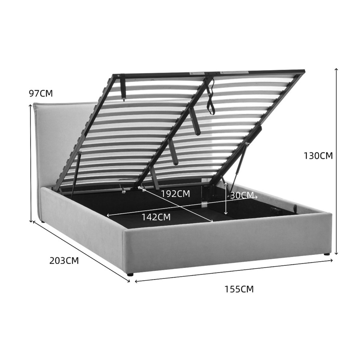 Lit coffre en tissu 140x190cm- CAMA beige, DRAWER