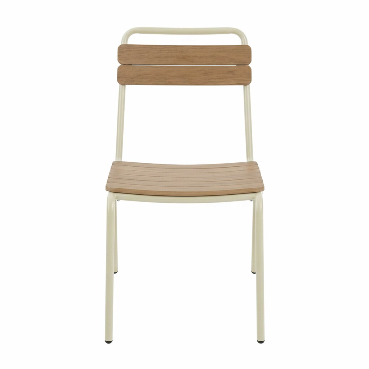 Chaise de jardin en métal effet bois, BOGOTA crème, OVIALA