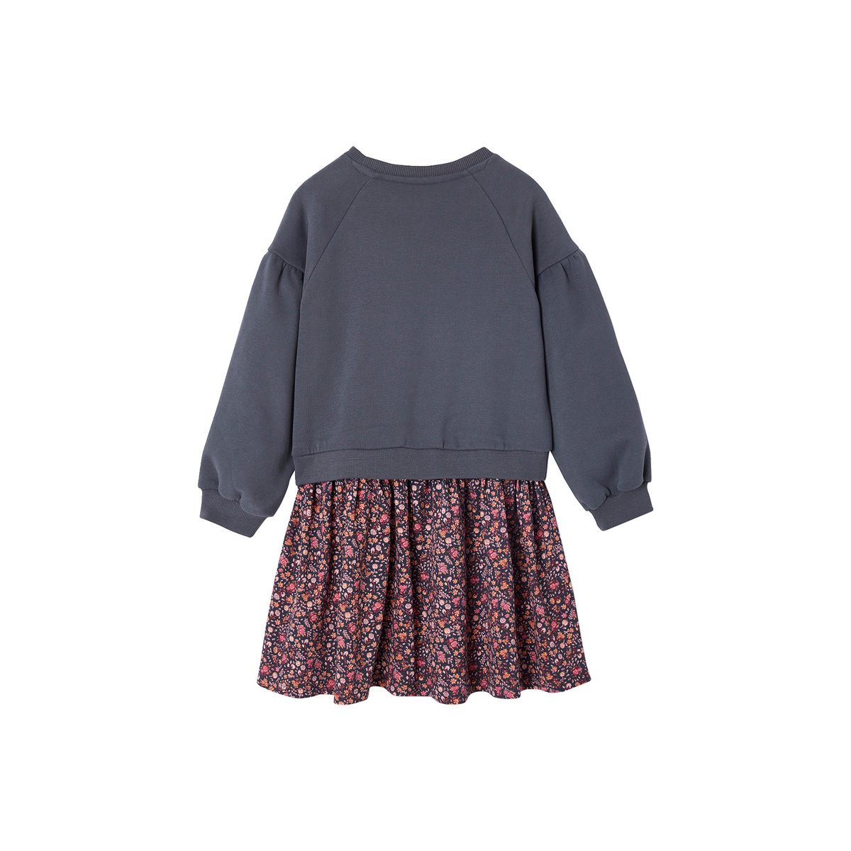 Robe bi-matière anthracite, VERTBAUDET