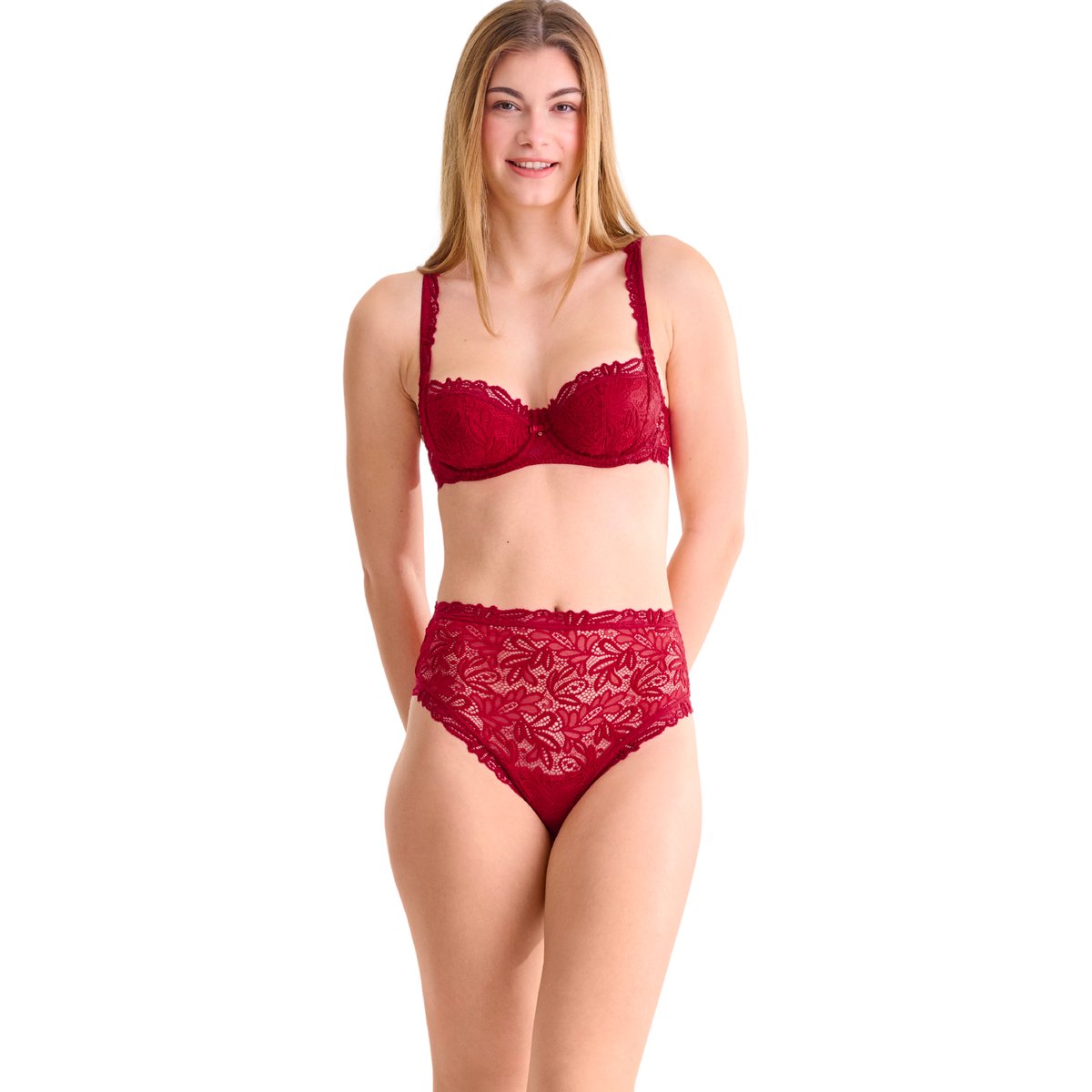 Slip culotte taille haute TIARA rouge, LISCA