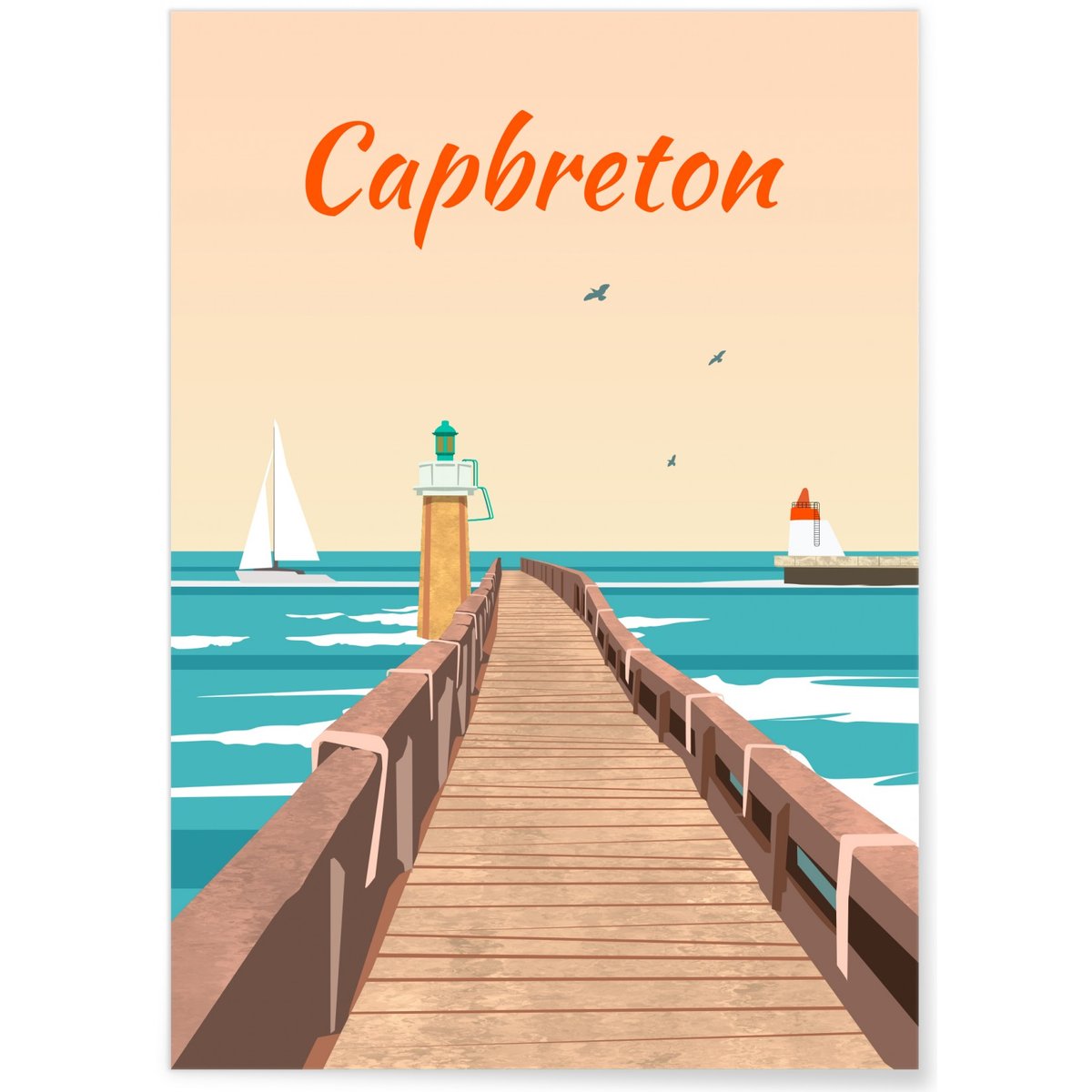 Affiche ville Capbreton blanc, L'AFFICHERIE