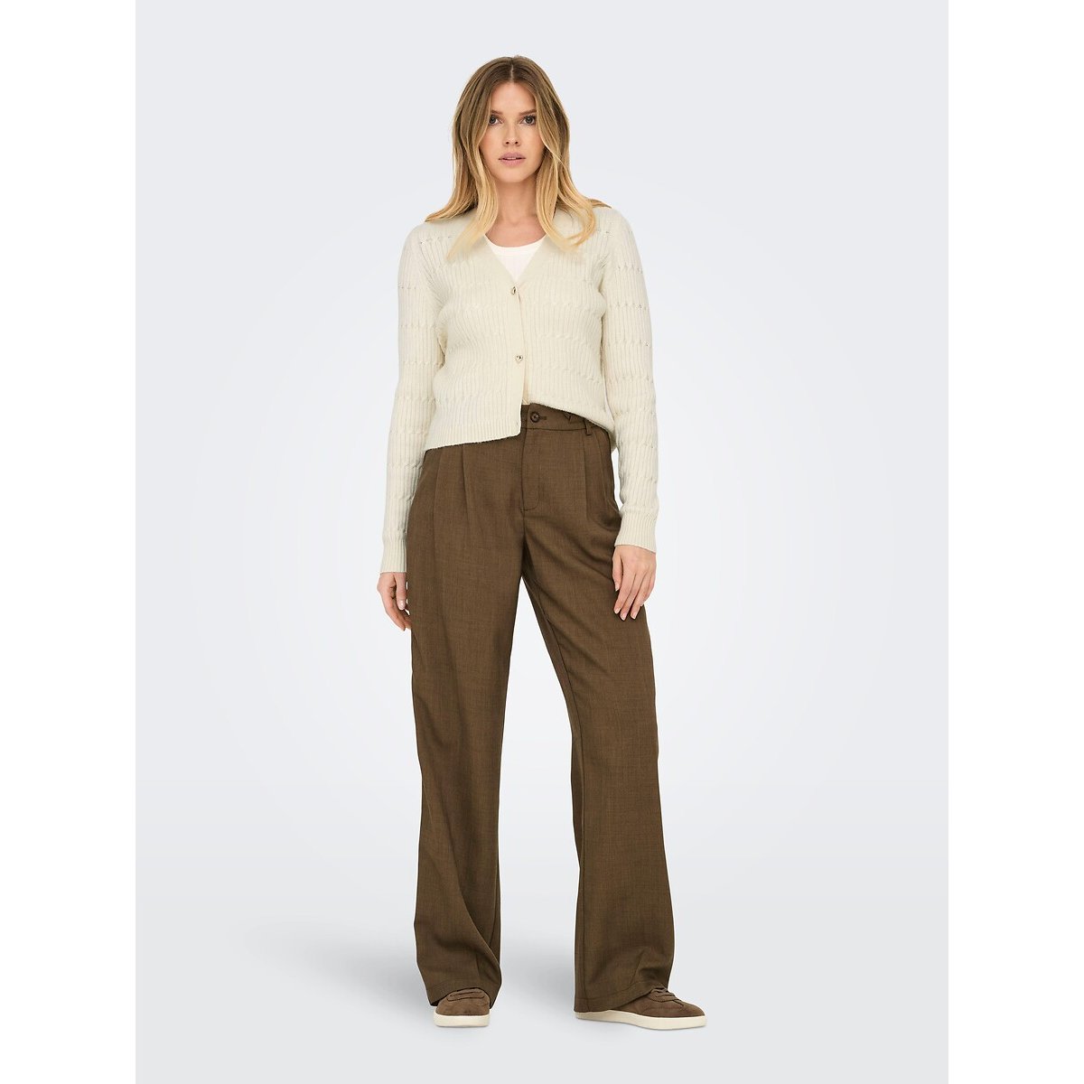 Cardigan a maniche lunghe con bottoni a cuore ecru , ONLY