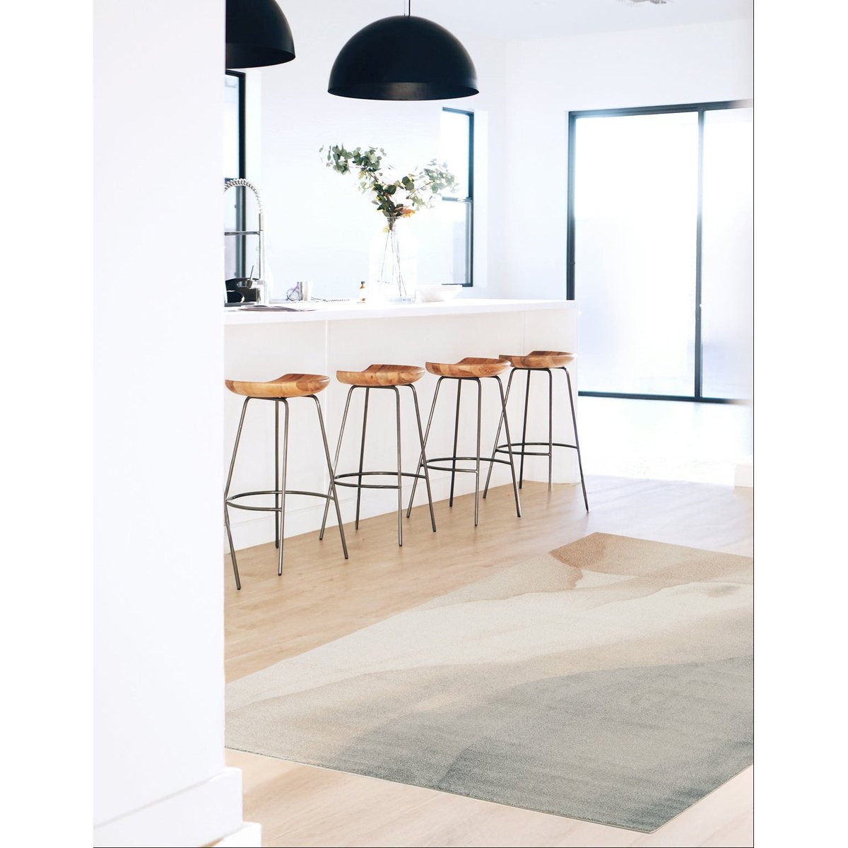 Tapis abstrait en polyester recyclé AQUARELLE palette colorée, AFK LIVING