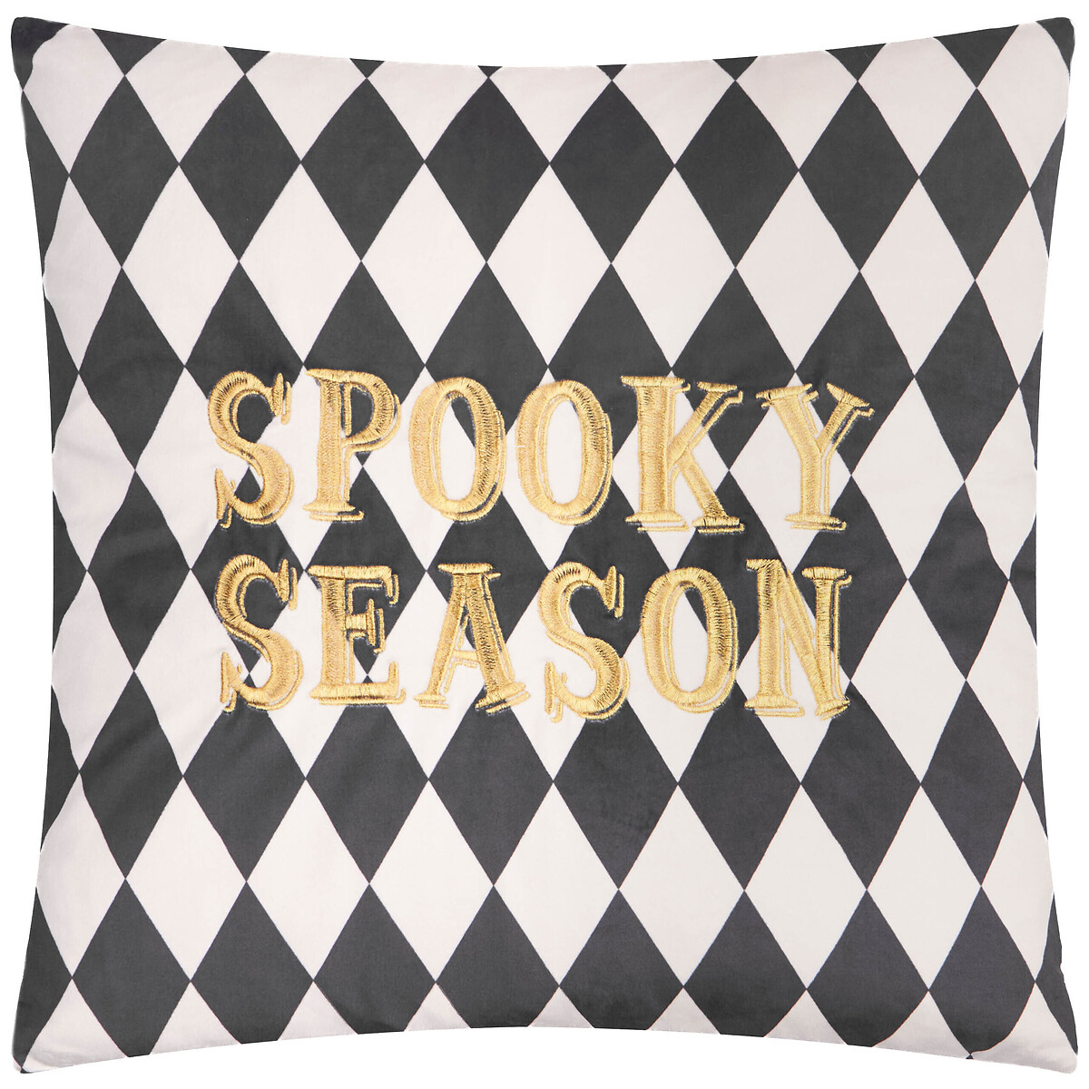Spooky Season Velvet Halloween Cushion black/white, FURN.