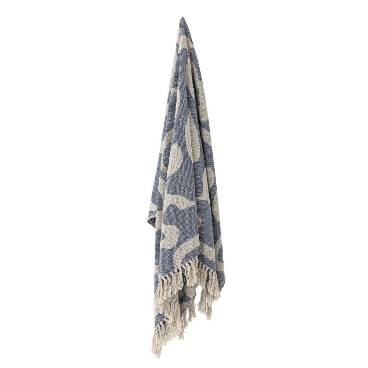 Plaid coton recyclé franges SALOBRE bleu clair, BLOOMINGVILLE