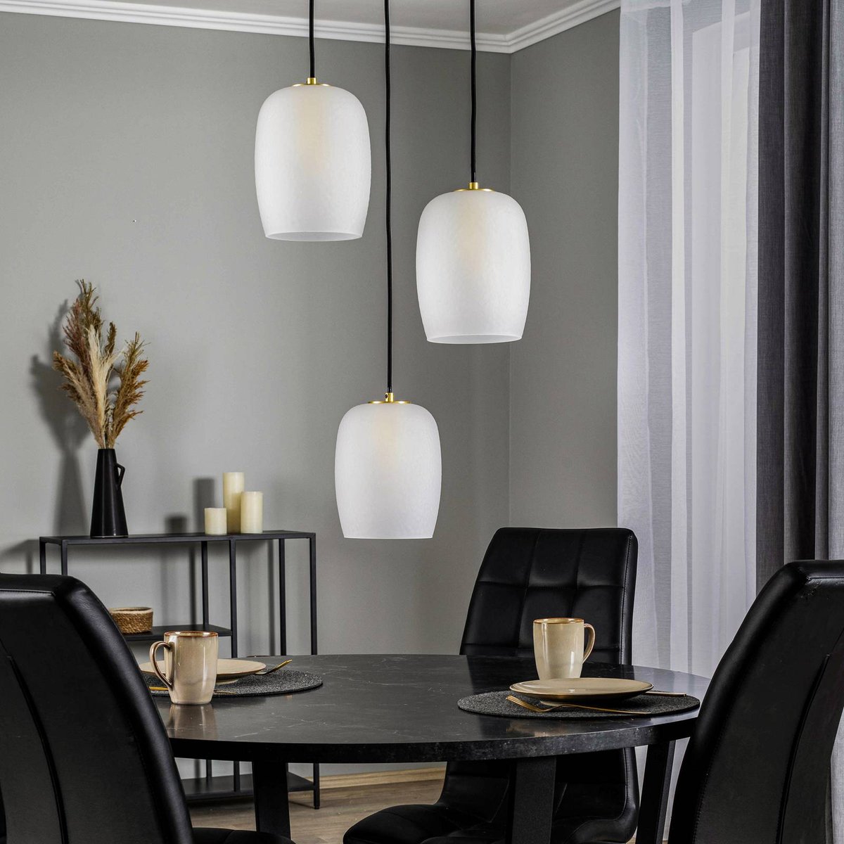 Suspension en métal design, Taylan laiton, blanc sable, LUCANDE