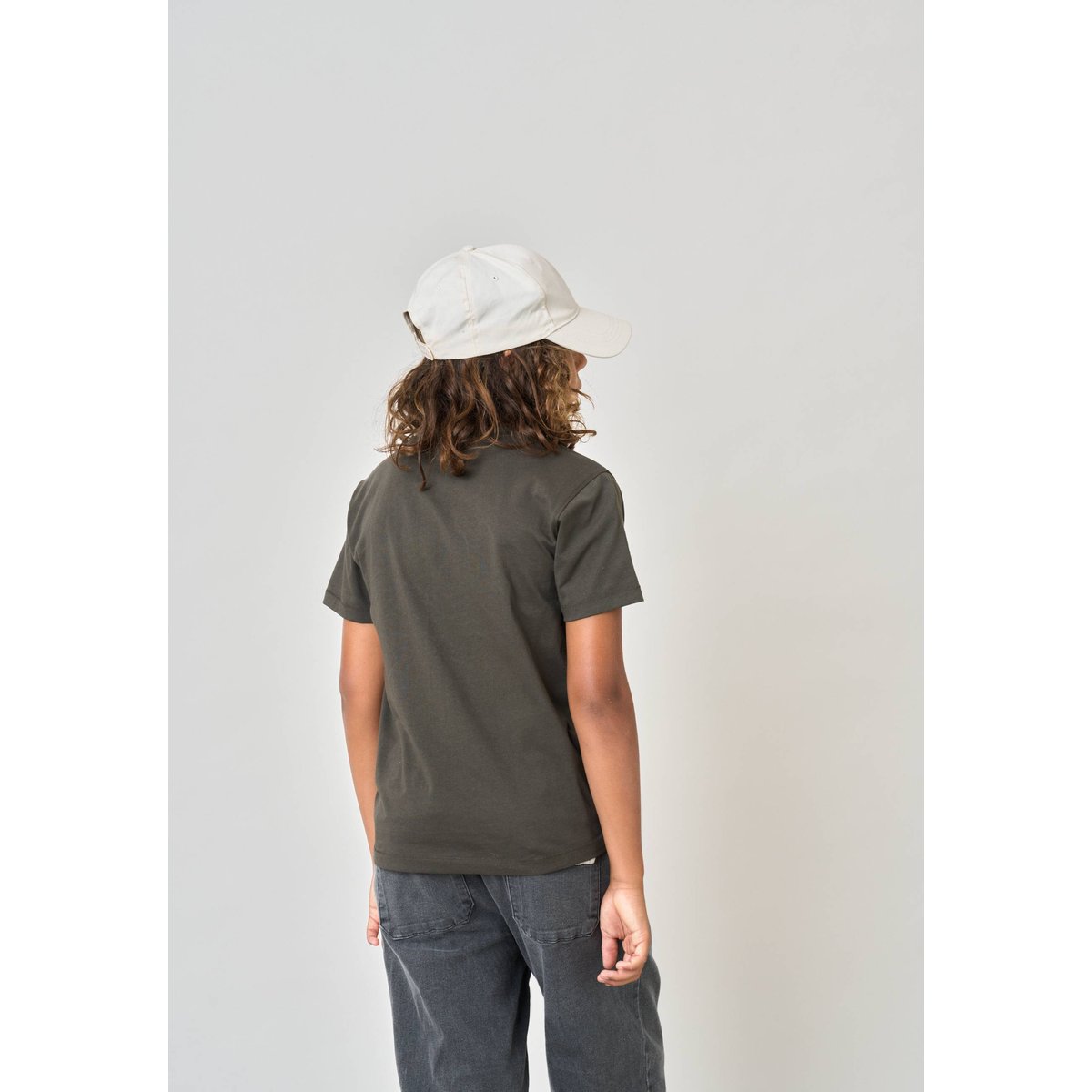T-shirt regular garçon en 100% coton jersey imprimé crâne camouflage MURKY vert militaire, DEELUXE