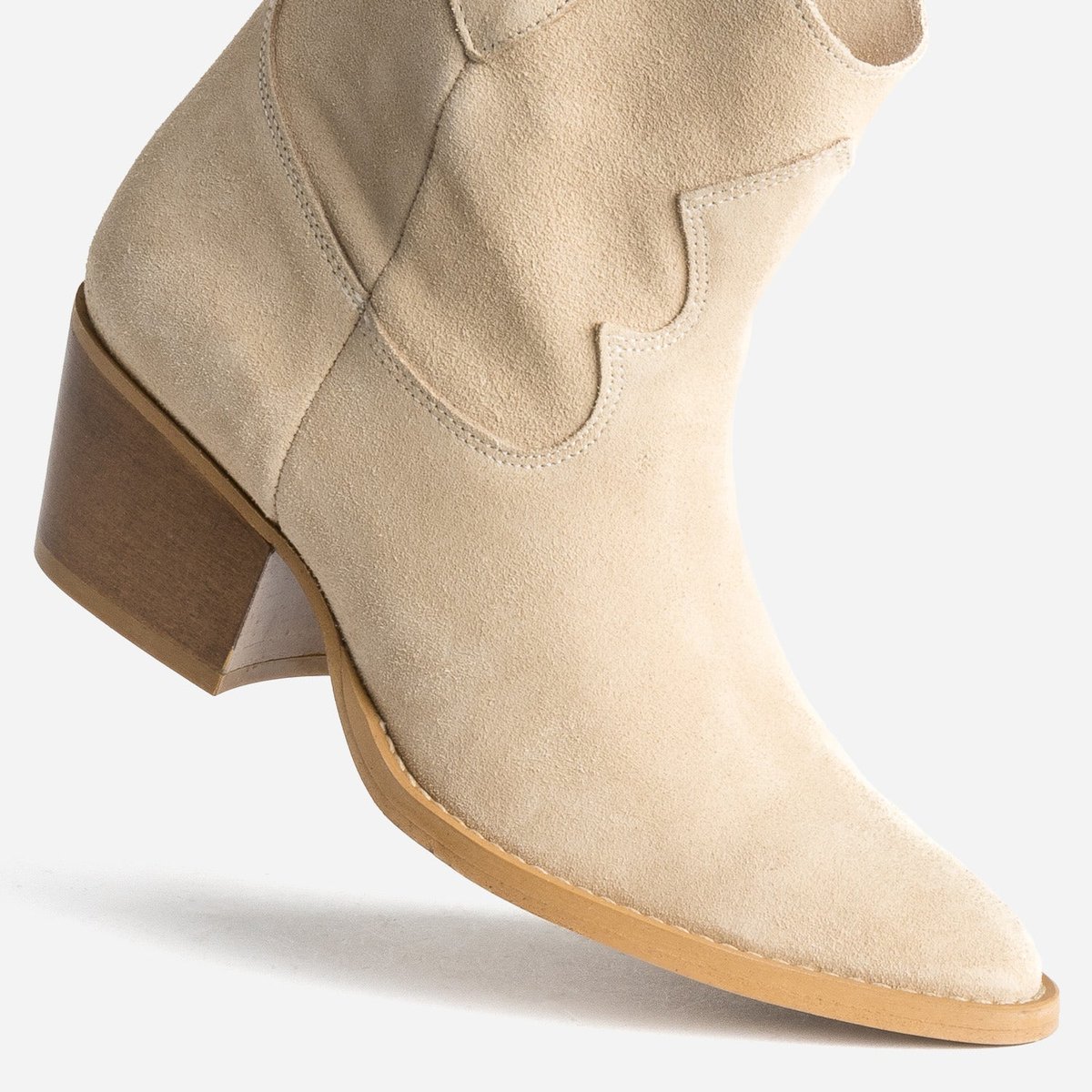 Boots À Talon en cuir SERAPHINE sable, TEXTO