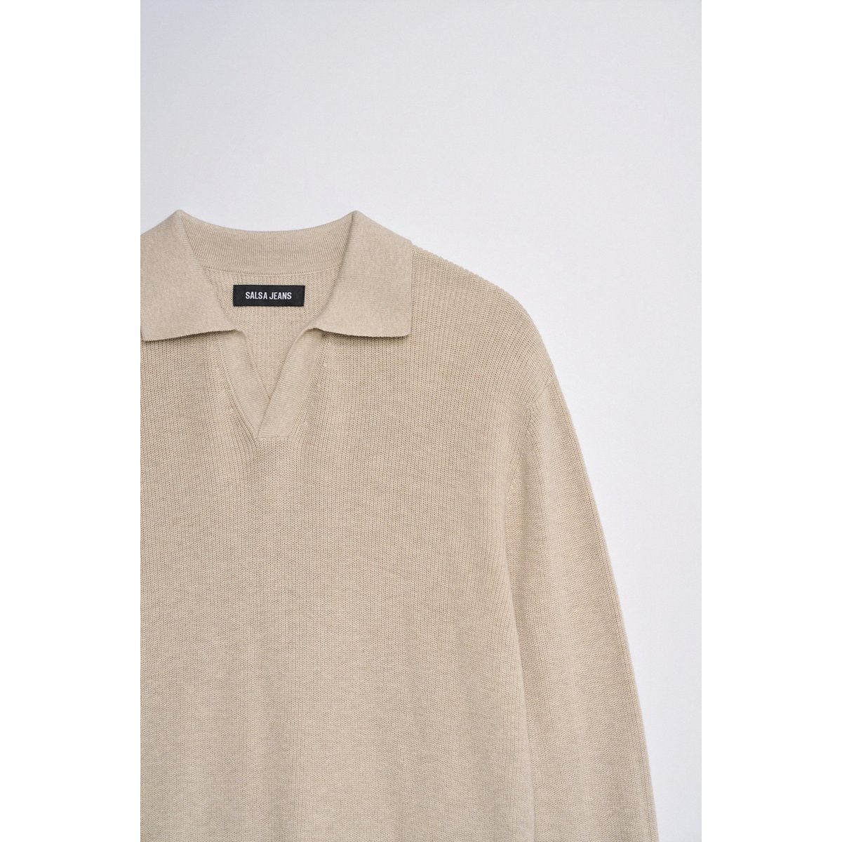 POLO TEXTURÉ À MANCHES LONGUES beige, SALSA JEANS