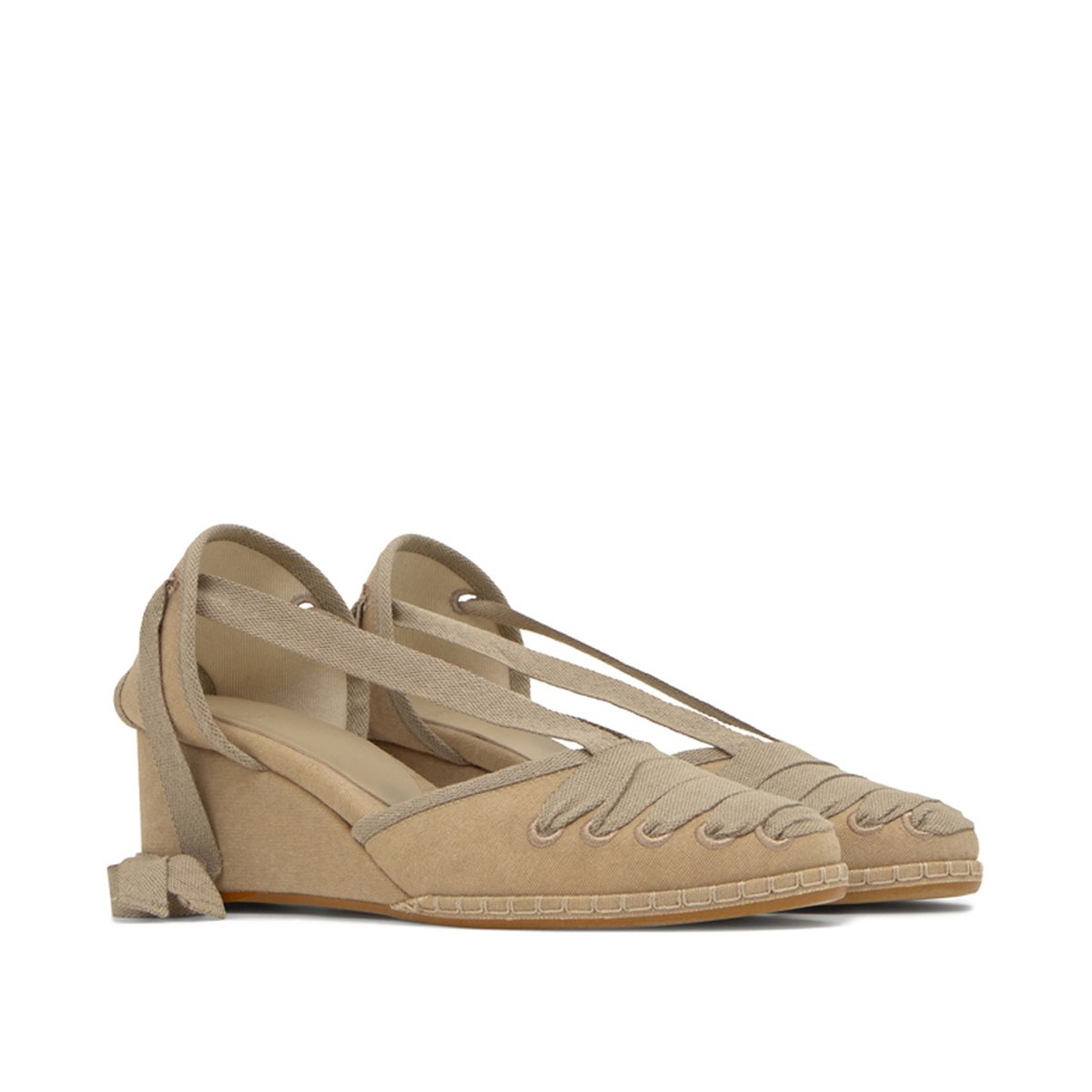 Espadrilles compensées en coton à lacets CORCEGA LIGHT PLATFORM sable, CASTANER