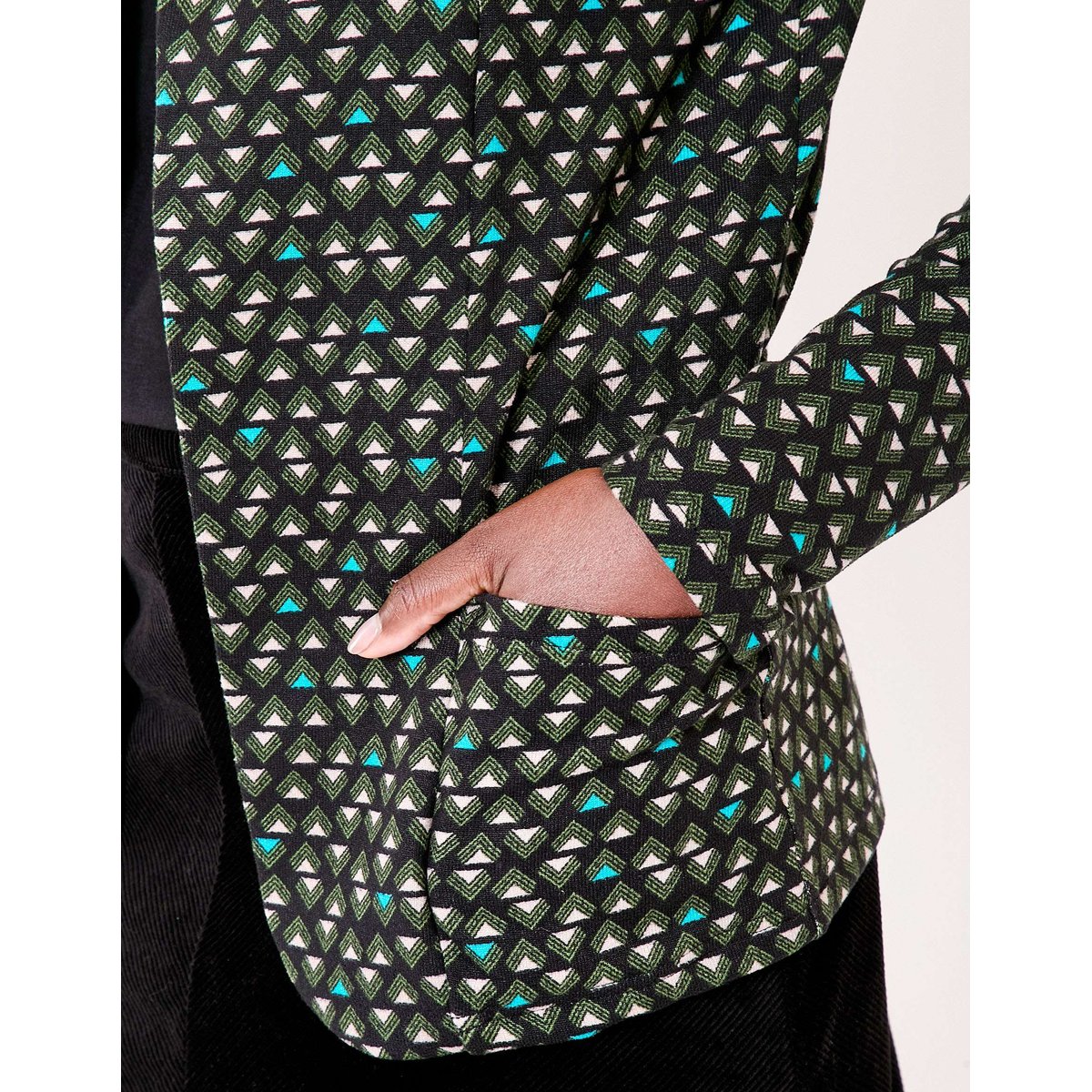 Veste souple ajustée maille imprimée CATLINE turquoise, LA FIANCÉE