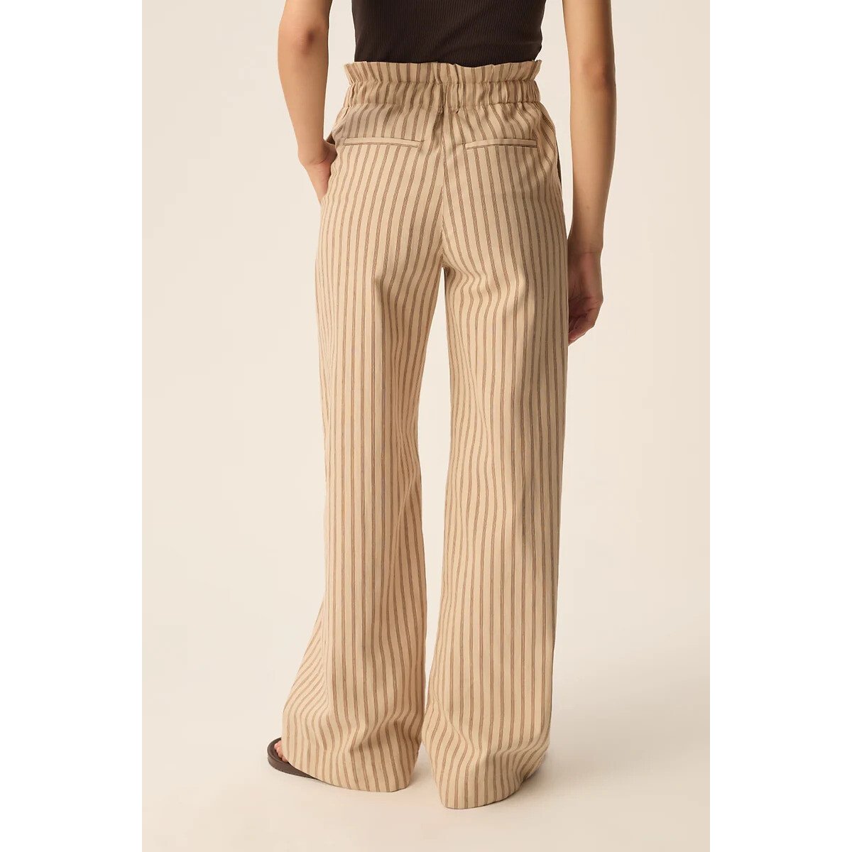 Pantalon large rayé, VALENCE beige, DES PETITS HAUTS