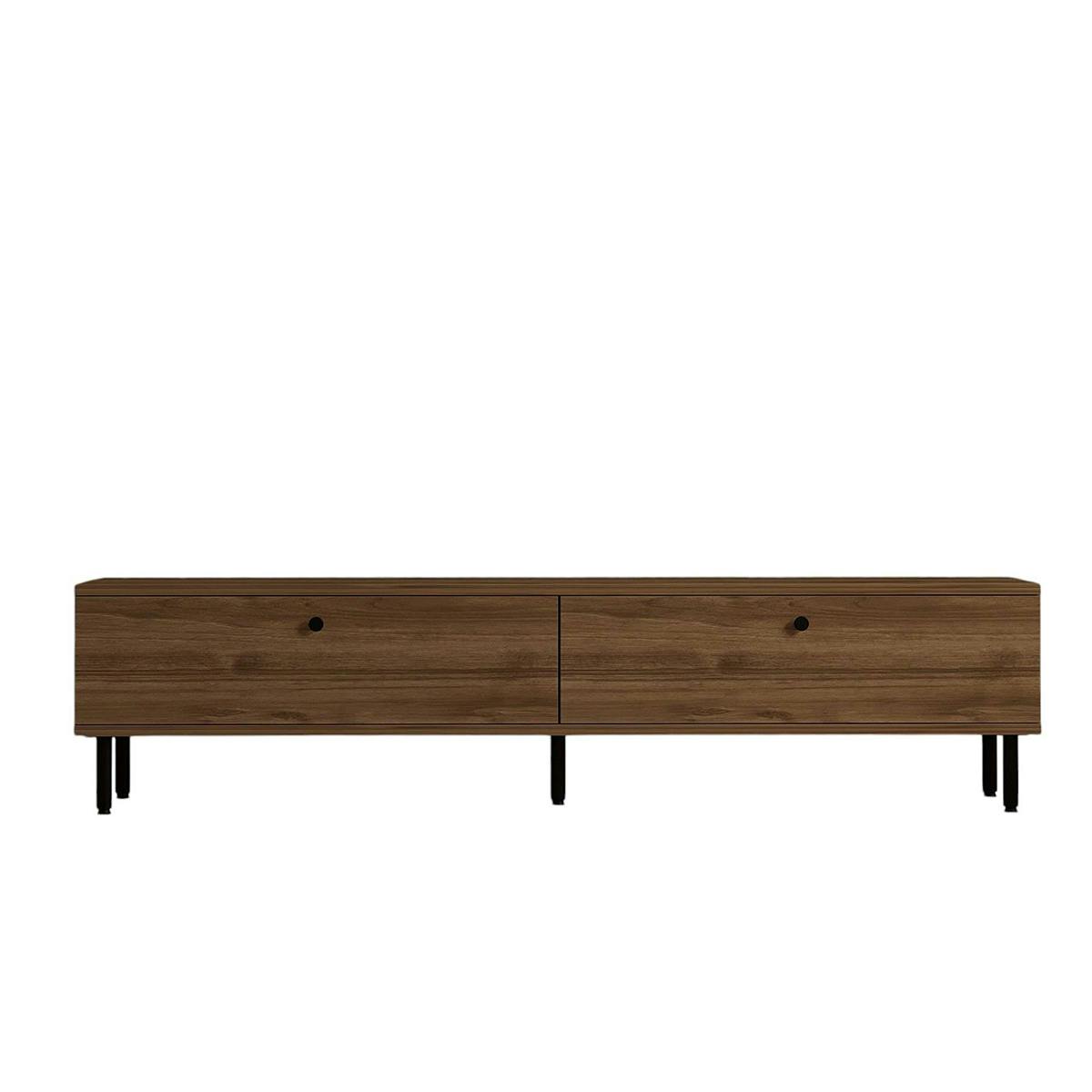 Meuble TV moderne 2 portes effet bois foncé JENA bois naturel, PIER IMPORT
