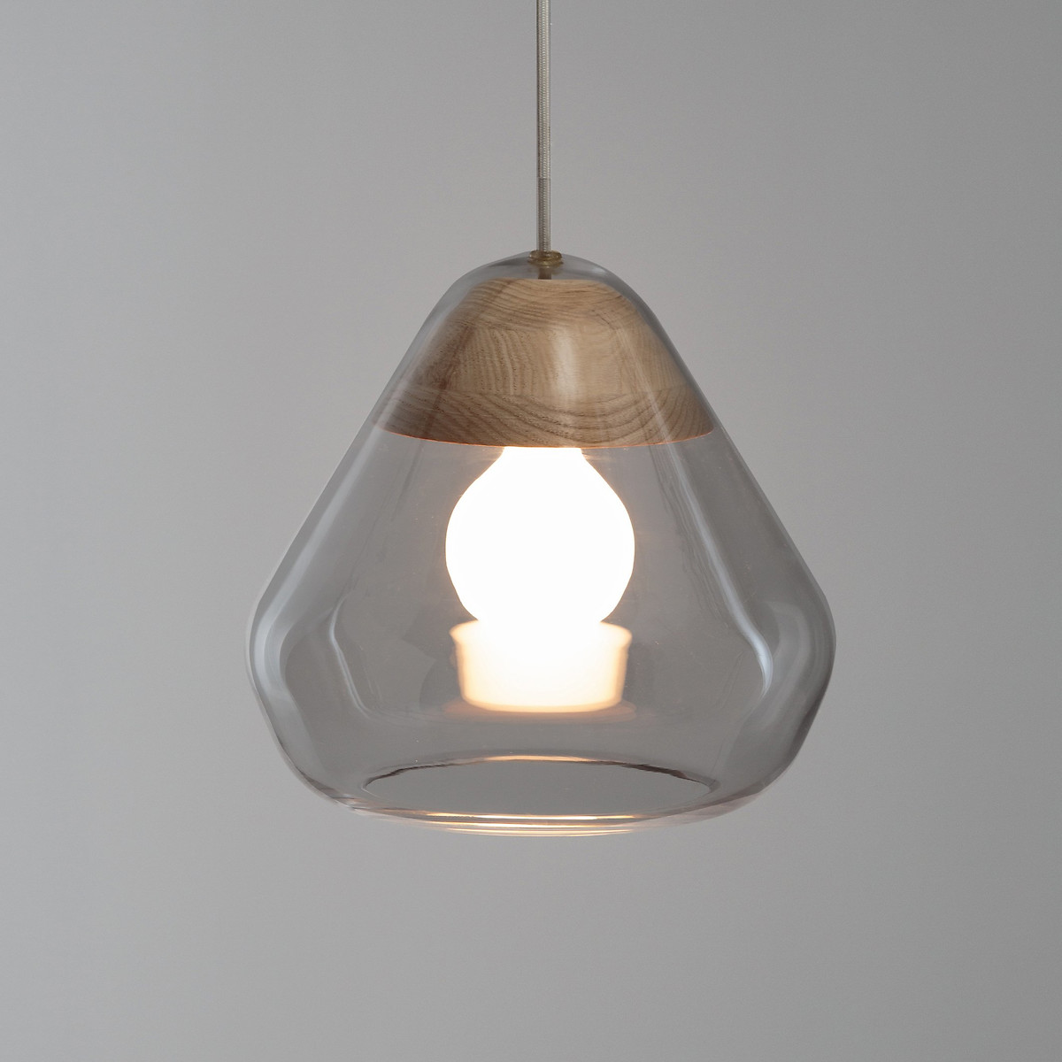 Suspension verre et frêne Ø30 cm, Nasoa naturel, LA REDOUTE INTERIEURS
